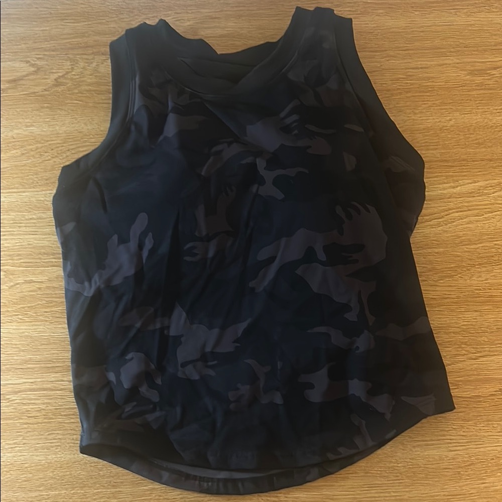 Black Camouflage Sleeveless Top